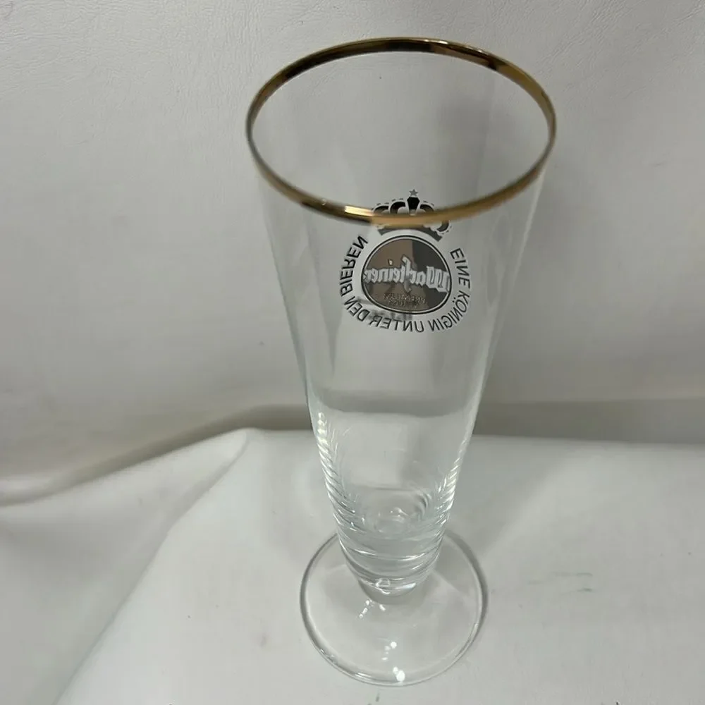 Warsteiner Beer Bier Glass 8 Ounces Gold Black Logo Premium German Deutschland